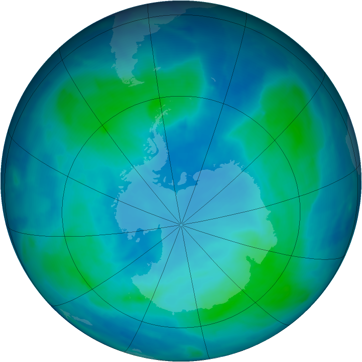 Antarctic ozone map for 17 February 2009